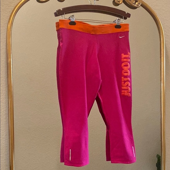 Nike Pink and Orange Dri-fit Performance Crop Leggings Size XL - Picture 3 of 11